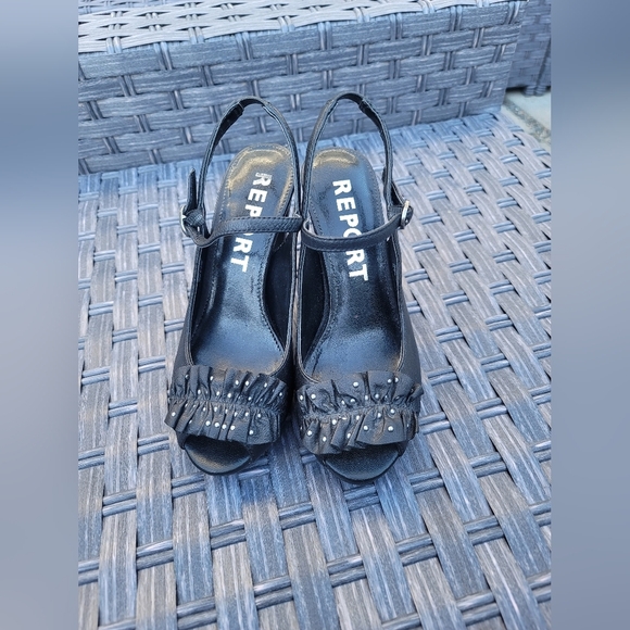 REPORT, Black Marlowe‎ Peep Toe Slingback Heels, Size 6 - Picture 2 of 8